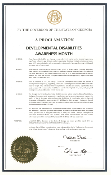 Governors proclamation DD Awareness Month