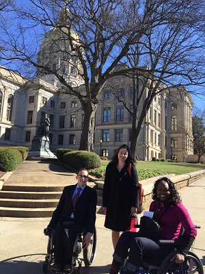 Second-year KSU academy student, Charlie Miller; D'Arcy Robb, GCDD Public Policy Consultant; and Yvette Pegues, Advocacy Day attendee.
