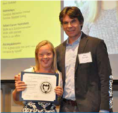 Alexandria Goodman, one of the first graduates of the Georgia Tech Excel IPSE program, stands with Excel’s Director Ken Surdin at the 2017 Certificate Ceremony.