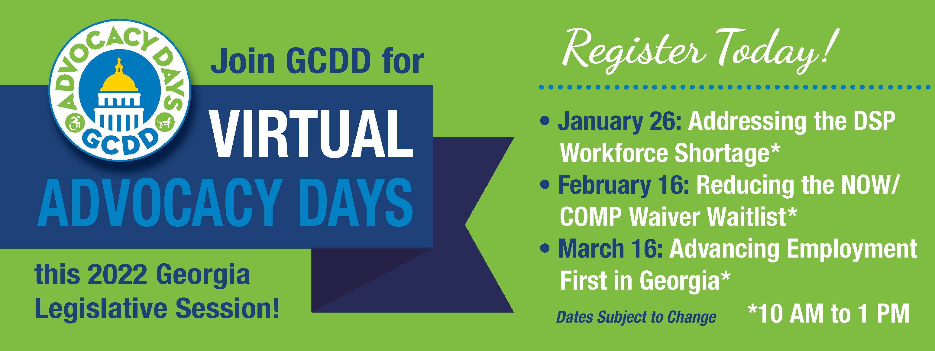 Register Today for GCDD's 2022 Virtual Advocacy Days